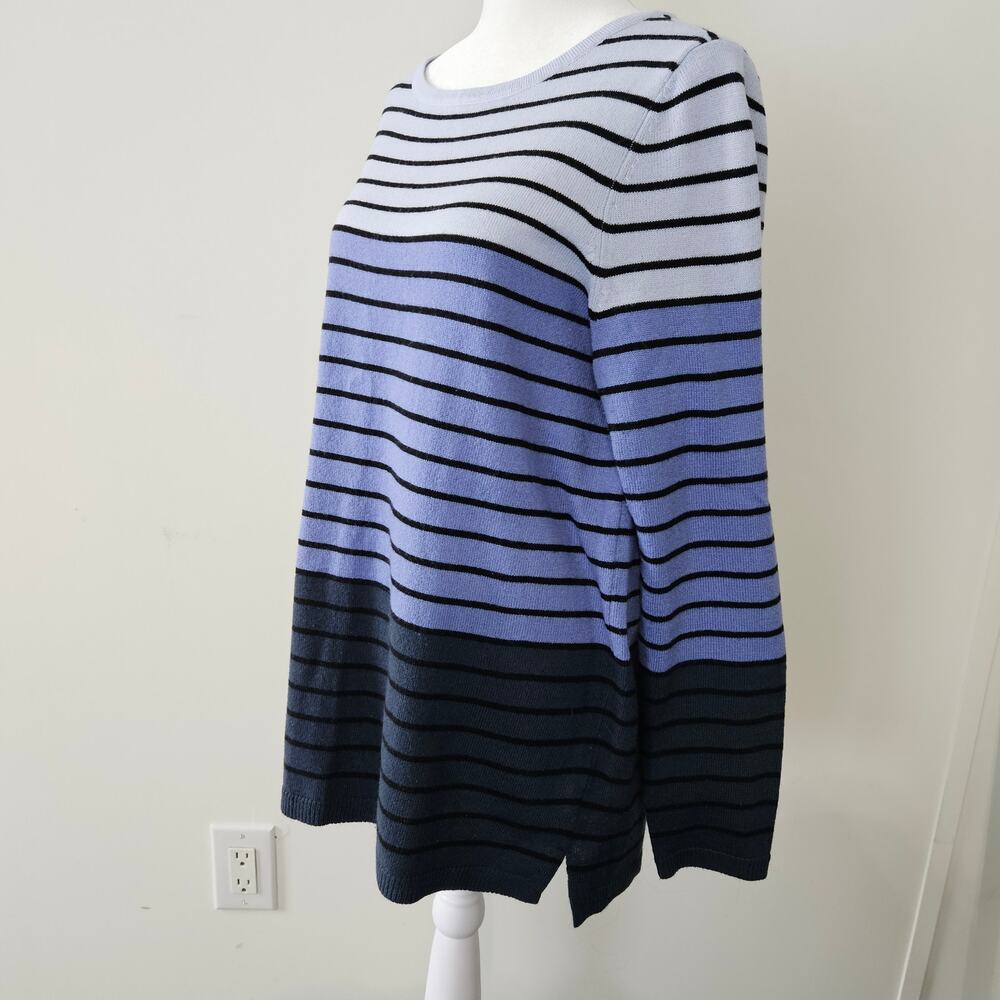 Croft & Barrow Size M Grey Blue Block Striped Acrylic Knit Sweater Top Shirt - Picture 8 of 16